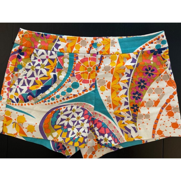 Trina‎ Turk Shorts Womens 6 Corbin 2 Mosaic Printed Stretch Chinos Cali Lux - Picture 1 of 8